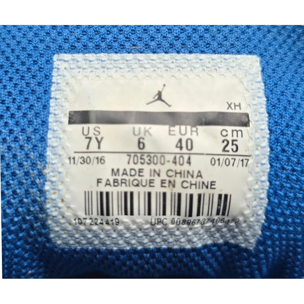 Air Jordan 1 Retro High BG Blue Suede Sneakers 705300-404 Youth 7Y Womens 8.5
